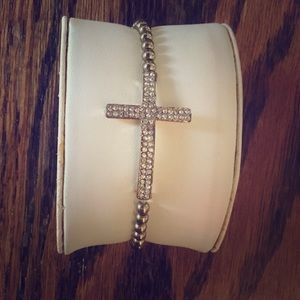 Rhinestone and Gold Tone Beaded Bracelet